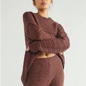 Malibu Boo Cozy Knit Sweater and Shorts Set - Brown